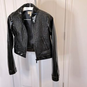 MICHAEL KORS Glossy Black Studded Street Jacket